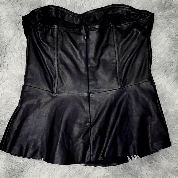 Vegan Leather Tank & Corset Peplum Tops 2pc Bundle, S - Picture 4 of 9